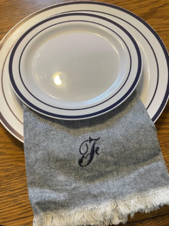 Personal monogram frayed napkins